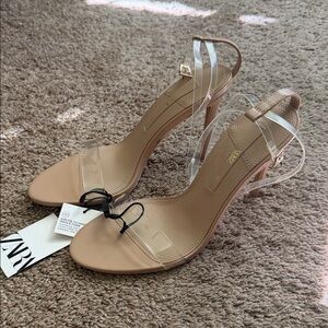 Zara | NWT Nude Sandal Heels